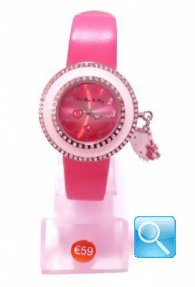 Orologio Fuxia Hello Kitty con Cuori e mini faccetta pendente 